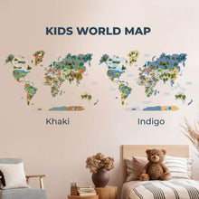 Load image into Gallery viewer, Nursery World Map Indigo