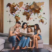 Load image into Gallery viewer, 3D LED Wooden World Map 2.0 (with acrylic background)