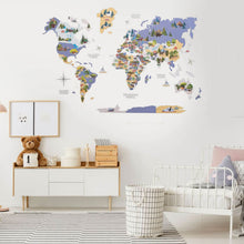 Load image into Gallery viewer, Animal World Map Indigo