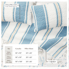 Load image into Gallery viewer, Stripe &amp; Ocean Story Coastal Quilt Set - New Castle Collection