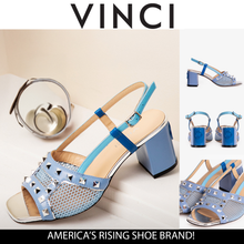 Load image into Gallery viewer, The Linea Blue Leather Women Slingback Sandal
