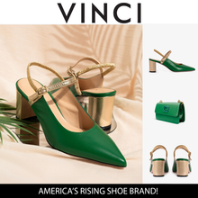 Load image into Gallery viewer, The Pompei Green Leather Women Slingback Sandal