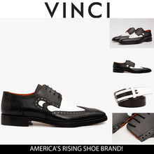Load image into Gallery viewer, The Neiva Black &amp; White Wingtip Semi Brogue Derby Men Shoe