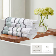 Load image into Gallery viewer, Decorative Cotton Stripe Bath Towel Set - Noelle Collection