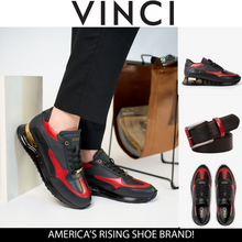 Load image into Gallery viewer, The Arda Black &amp; Red Leather Men Sneaker
