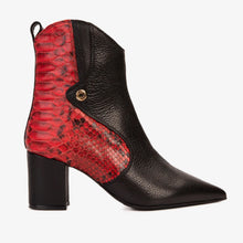 Load image into Gallery viewer, The Saturn Red Pythn Leather Block Heel Women Boot