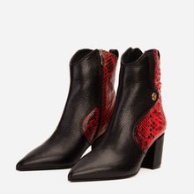 Load image into Gallery viewer, The Saturn Red Pythn Leather Block Heel Women Boot