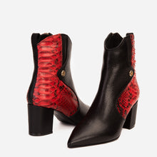 Load image into Gallery viewer, The Saturn Red Pythn Leather Block Heel Women Boot