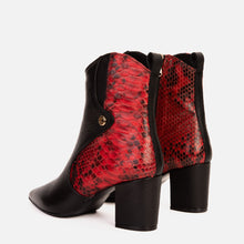 Load image into Gallery viewer, The Saturn Red Pythn Leather Block Heel Women Boot