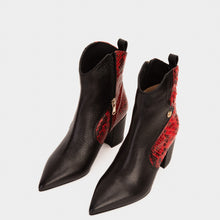 Load image into Gallery viewer, The Saturn Red Pythn Leather Block Heel Women Boot