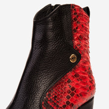 Load image into Gallery viewer, The Saturn Red Pythn Leather Block Heel Women Boot