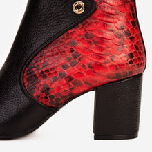 Load image into Gallery viewer, The Saturn Red Pythn Leather Block Heel Women Boot