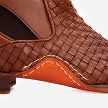 Load image into Gallery viewer, The Rolls Boot Woven Tan Leather Double Monk Strap Handmade Men Shoe
