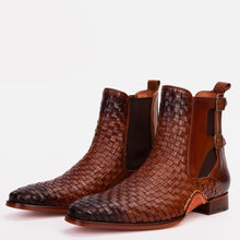 Load image into Gallery viewer, The Rolls Boot Woven Tan Leather Double Monk Strap Handmade Men Shoe