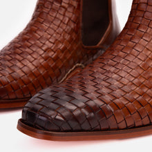 Load image into Gallery viewer, The Rolls Boot Woven Tan Leather Double Monk Strap Handmade Men Shoe
