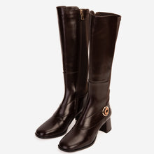 Load image into Gallery viewer, The Windsor Brown Leather Knee High Boot