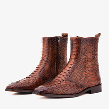 Load image into Gallery viewer, The Boss Tan Pythn Snk Zip-Up Leather Men Boot Limited Edition