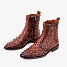 Load image into Gallery viewer, The Boss Tan Pythn Snk Zip-Up Leather Men Boot Limited Edition