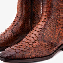 Load image into Gallery viewer, The Boss Tan Pythn Snk Zip-Up Leather Men Boot Limited Edition