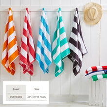 Load image into Gallery viewer, Cotton Velour Cabana Stripe Beach Towel - Novia Collection