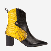 Load image into Gallery viewer, The Saturn Yellow Pythn Leather Block Heel Women Boot