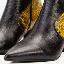 Load image into Gallery viewer, The Saturn Yellow Pythn Leather Block Heel Women Boot