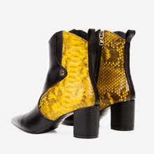Load image into Gallery viewer, The Saturn Yellow Pythn Leather Block Heel Women Boot