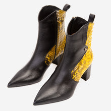 Load image into Gallery viewer, The Saturn Yellow Pythn Leather Block Heel Women Boot