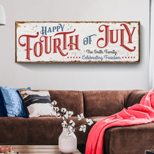 Load image into Gallery viewer, Happy 4th Of July Personalized Canvas Decor | Independence Day Canvas Home Wall Art | Red White And Blue Canvas | Living Room Wall Decor