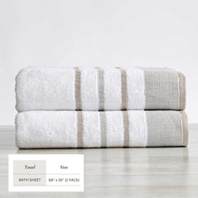 Load image into Gallery viewer, Decorative Cotton Stripe Bath Towel Set - Noelle Collection