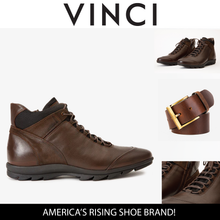 Load image into Gallery viewer, The Houston Leather Brown Lace-Up Casual Men Boot with a Zipper